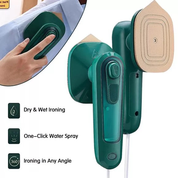 Compact Handheld Steam Iron & Garment Steamer – Dry and Wet Ironing for Home and Travel Use