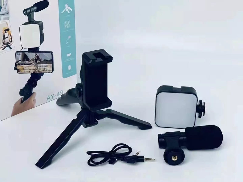 youtube camera kit, Microphone, LED Light, Tripod & Mobile Holder