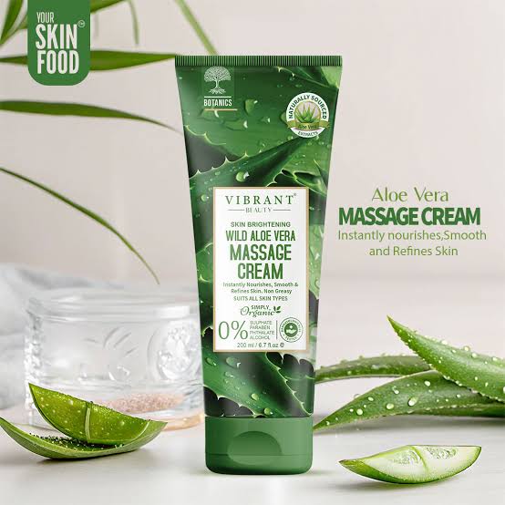 Vibrant Beauty Skin Brightening Aloe Vera Massage Cream (200ml) – Paraben & Sulfate Free