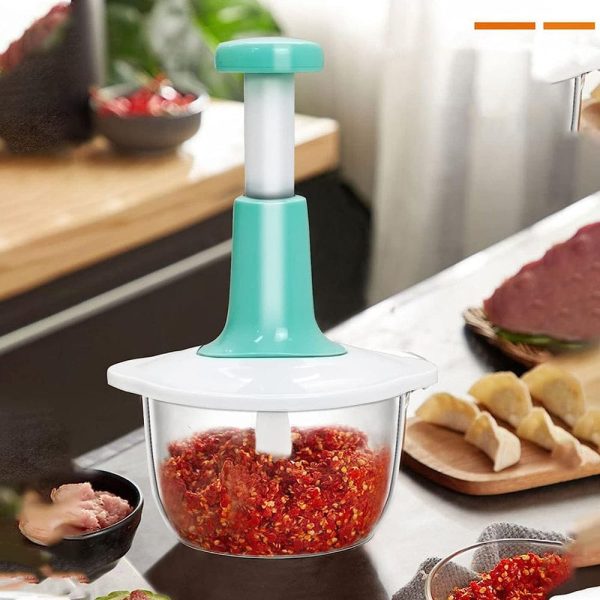 Manual Hand Push Chopper & Mixer – 1.5L Multi-Functional Vegetable and Meat Grinder