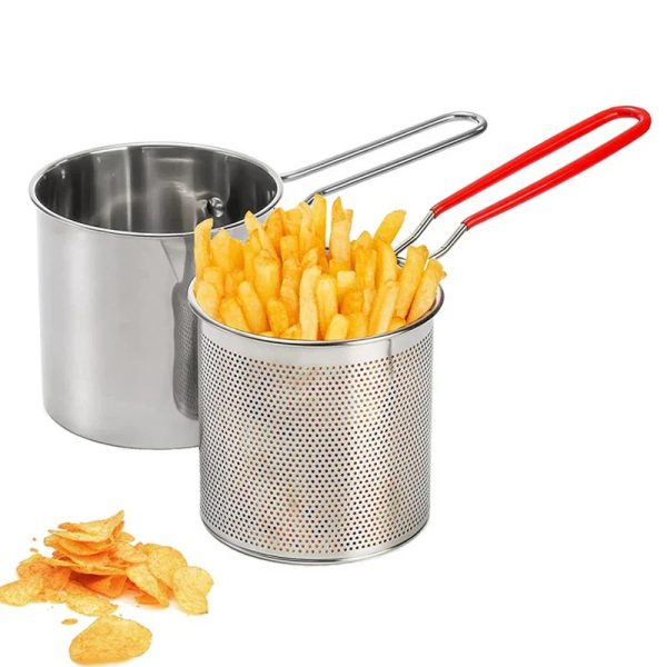 sink strainer basket, Handle – Mini Fryer for Fish, Shrimp,  Chicken