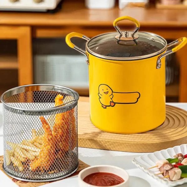 sink strainer basket, Handle – Mini Fryer for Fish, Shrimp,  Chicken